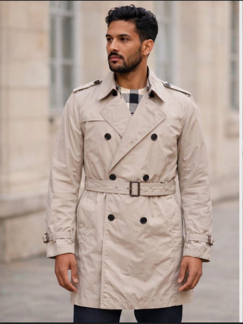 Burberry Brit Men’s Beige Double-Breasted Trench Coat XL Made in England